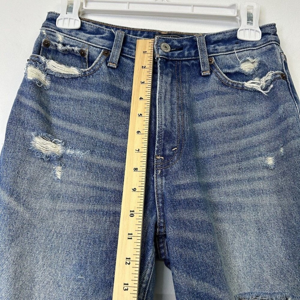Abercrombie Fitch Annie High Rise Girlfriend Jeans Womens Size 25 Ankle Destoyed - Picture 8 of 10